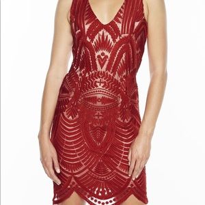 Bardot Red Embroidered Cocktail Dress